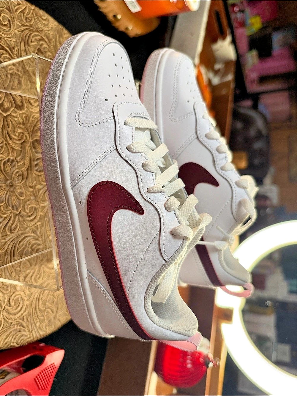 Nike Air Force 1 White & Red US 5.5Y Like New